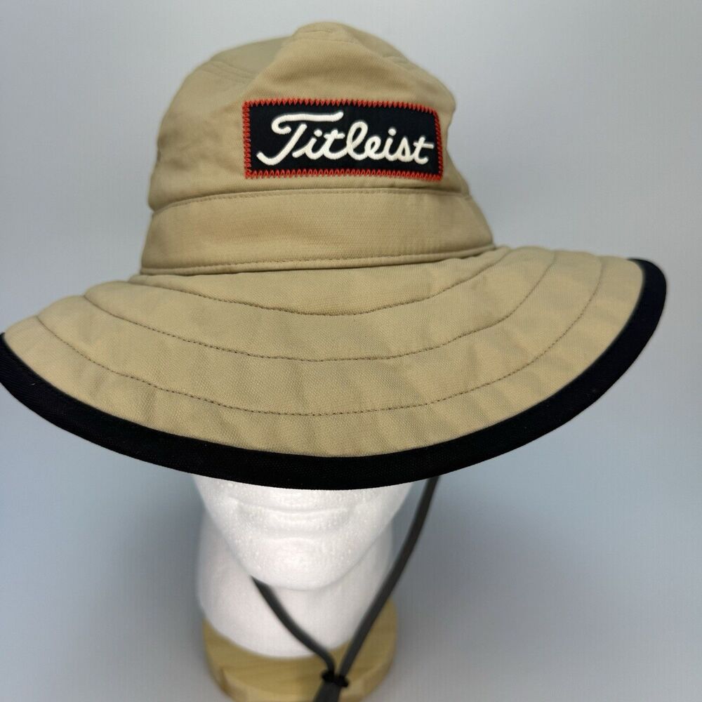 Titleist Golf Bucket Hat Wide Brim Adjustable Drawstring Floppy Golf S/M Beige